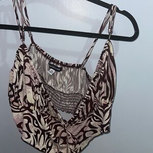 Urban Outfitters Abstract Brown and Cream Top